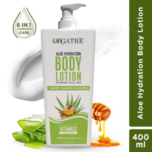 orgatre body lotion with honey, almond & alovera 400ml