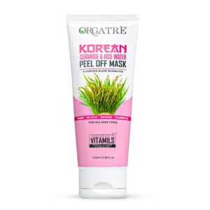 orgatre korean peel off mask with ceramide & rice water | brightening & hydrating face mask 100ml